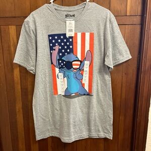 Disney Gray Stitch American Flag T-Shirt